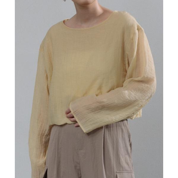 tシャツ 「ARC」シワ加工シアーバルーンプルオーバー レディース