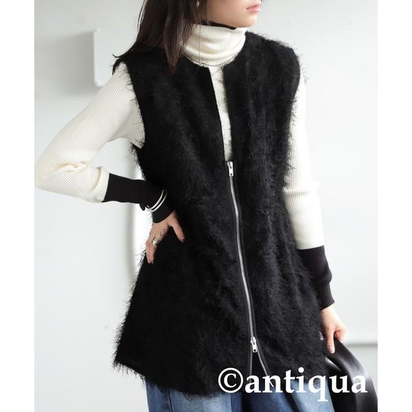 ベスト ジレ ダブルジップシャギーベスト レディース