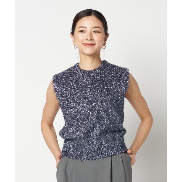 ニット セーター FEATHER YARN GLITTER KNIT VEST レディース