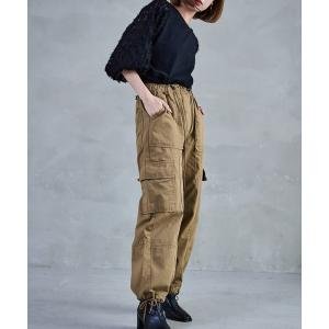 カーゴパンツ 「M-4L」メンズライクミリタリーイージーカーゴパンツ ドローコード レディース カーキ ブラック ベージュ ワーク レディース