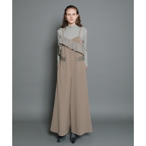 オールインワン アシンメトリータフタフリルオールインワン レディース