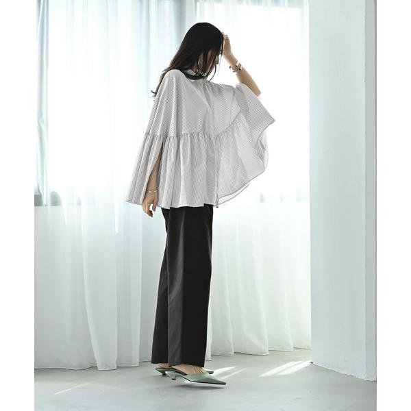 ブラウス シャツ 「BLK001」ポンチョ風シャツブラウス レディース
