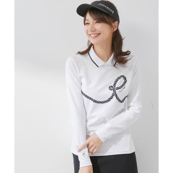 tシャツ 「ECO」「UV」「防透」Rロープ柄衿付長袖プルオーバー レディース