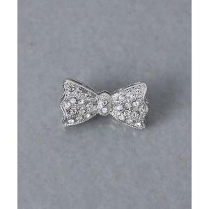ブローチ パヴェ リボン ブローチ レディース