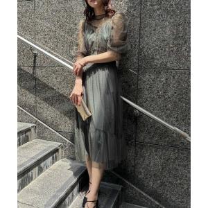 ドレス ドットチュールレイヤードドレス 結婚式 パーティードレス オケージョンドレス 同窓会 お呼ばれワンピース