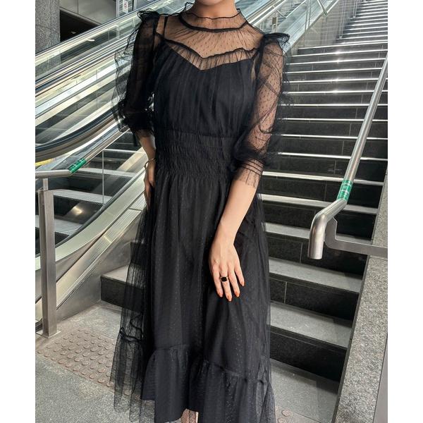 ドレス ドットチュールレイヤードドレス 結婚式 パーティードレス オケージョンドレス 同窓会 お呼ば...