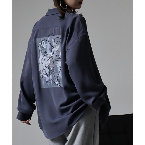 シャツ NAIVE MAGIC ナチュラルストレッチポリエステル バックプリント長袖シャツ メンズ ...