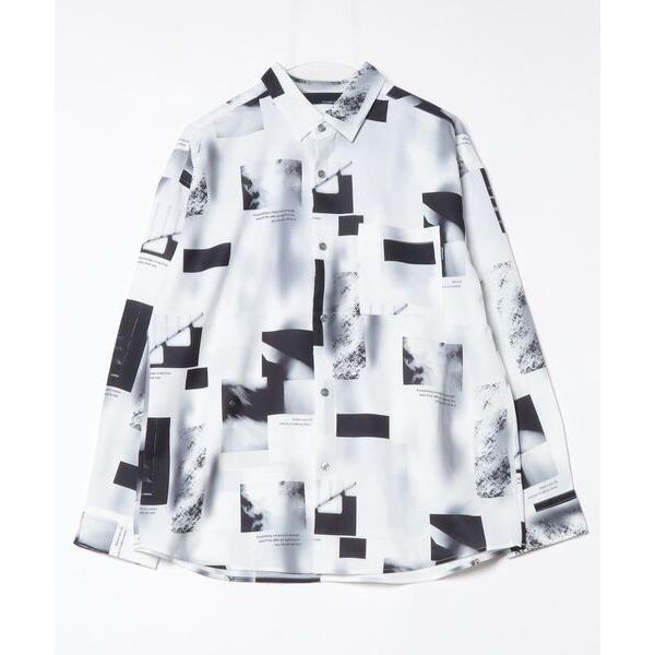 シャツ ナチュラルストレッチポリエステル ルーズサイズ総柄プリントシャツ メンズ レディース