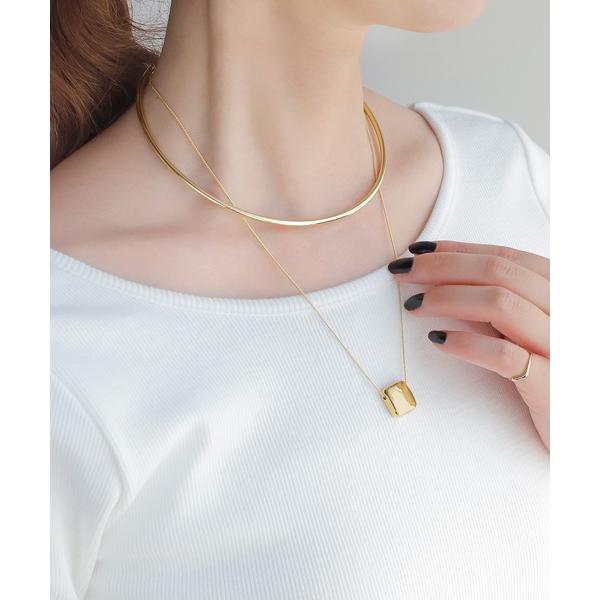 ネックレス メタルチャーム2連チョーカー レディース