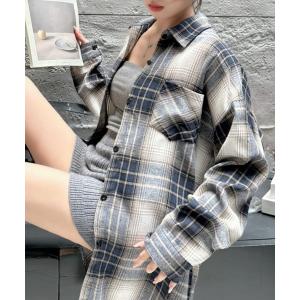 ブラウス シャツ オーバーサイズ ヴィンテージライク チェックシャツ レディース