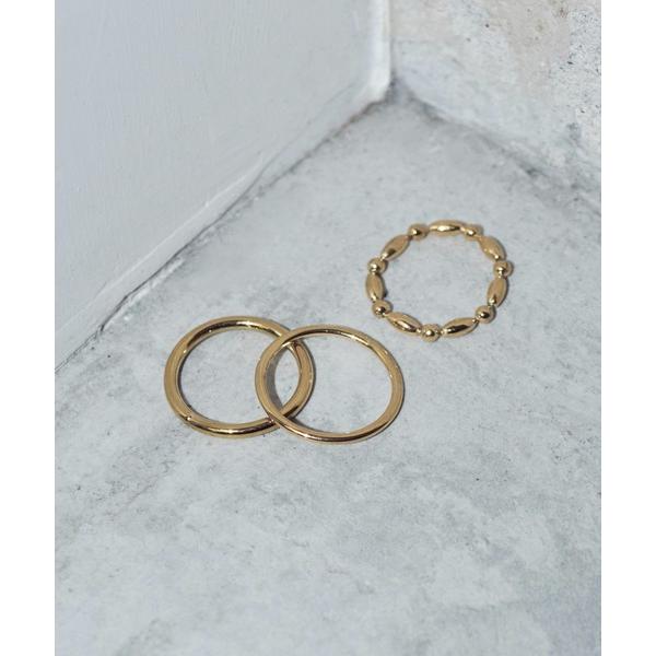 指輪 リング 「金属アレルギー軽減」3PCS チェーン ＆ ベーシック ステンレス セット リング ...