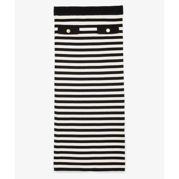 スカート ストライプ ミディ リブ スカート