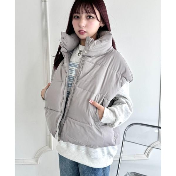 ダウンベスト ベスト オーバーサイズショート丈ダウンベスト レディース