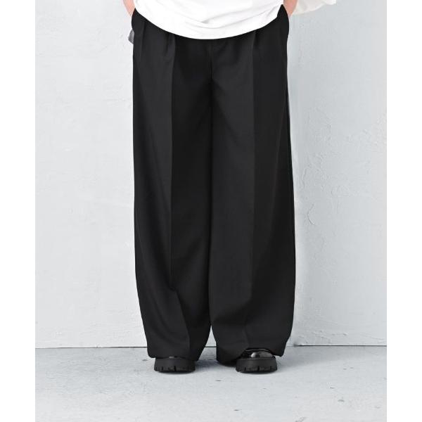 スラックス パンツ 「BLK001」ダブルタックワイドパンツ レディース