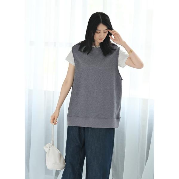 ベスト ジレ 「BLK001」リラックスノースリカットソー レディース