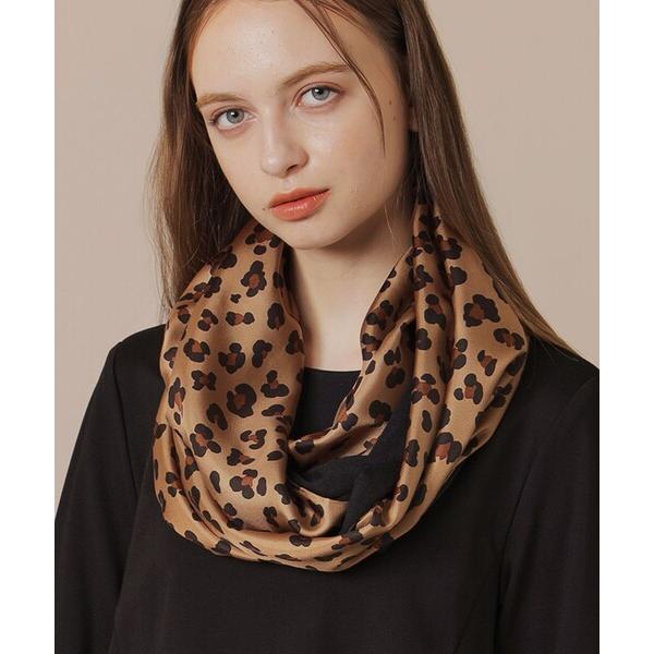 スカーフ バンダナ 「婦人画報掲載」レオパードニットコンビスヌードスカーフ レディース
