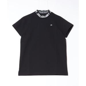 ジャックバニー　半袖　モックネック　シャツ　レディース　黒　サイズ0 美品 ロゴジャガード半袖モックネックカットソー | Jack Bunny