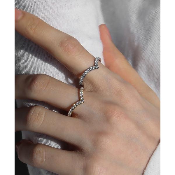 指輪 リング 金属アレルギー対応 Vラインエタニティステンレスリング レディース