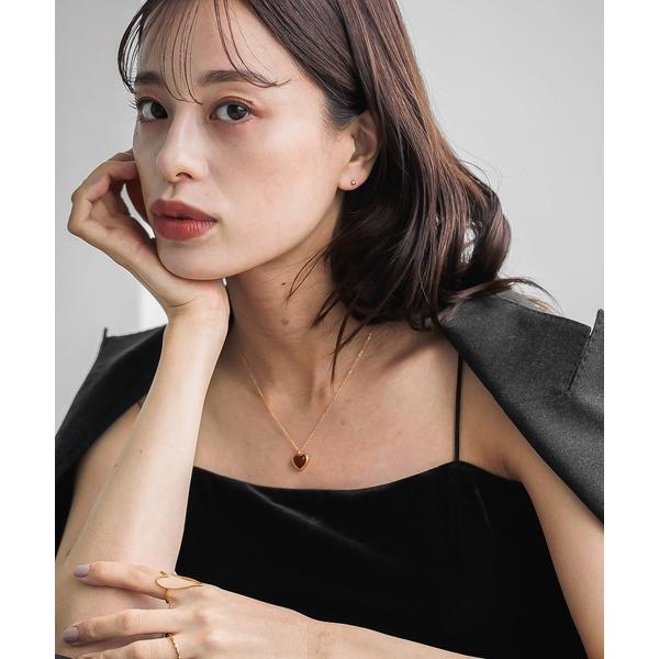 ネックレス 金属アレルギー対応 天然石ハートモチーフチェーンネックレス レディース