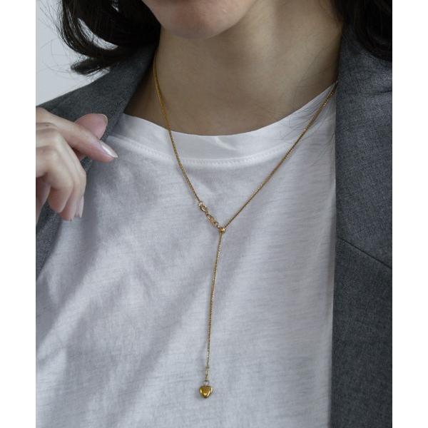 ネックレス 金属アレルギー対応 シンプルハートモチーフスライドチェーンネックレス レディース