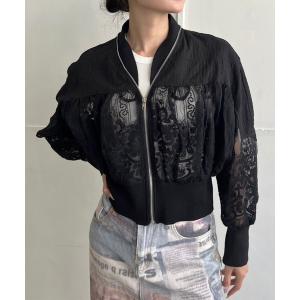 ブルゾン アウター ボディシアーレースギャザーブルゾン レディース