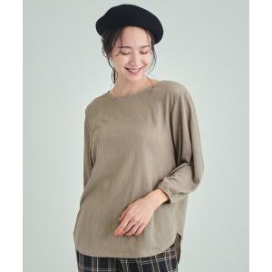 tシャツ 「洗える/8分袖」二の腕カバー 楊柳パフスリーブトップス レディース