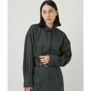 美品　LOEFF シャツワンピース ロエフ LOEFF レイヤードシャツワンピース ブラック シルク混