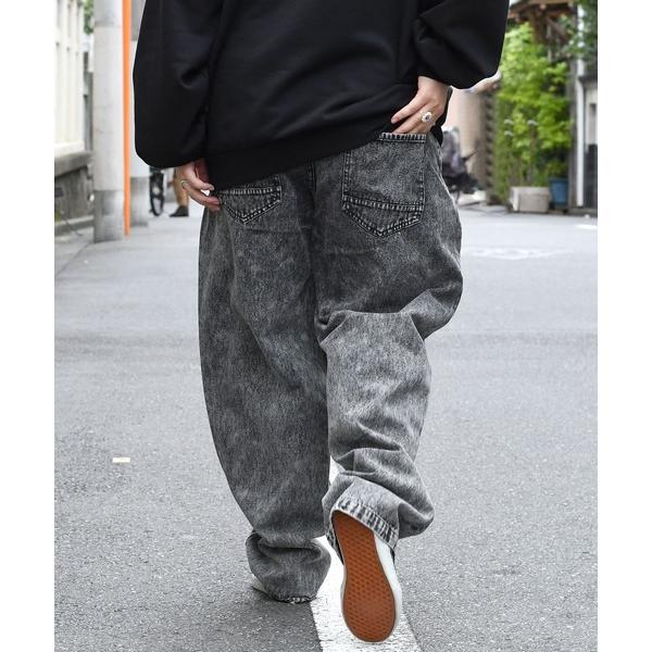 ワイドパンツ ジーンズ vintage like loose fit tapered denim p...