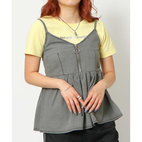 キャミソール 「ジップデザイン×フレアシルエット」レディース デニム キャミソール チュニック レイ...