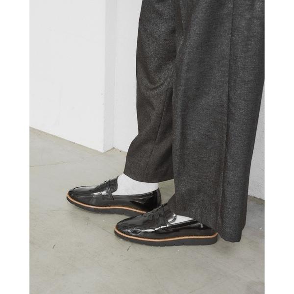 ローファー スタッズピース シボエナメル ローファー レディース