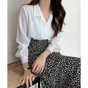ブラウス シャツ 開襟ボリュウーム袖シャツブラウス レディース
