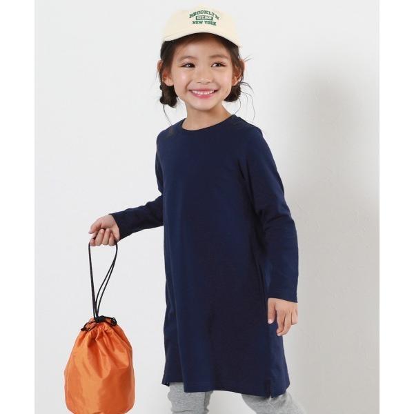 ワンピース 綿100% 無地  Aライン長袖ワンピース キッズ 子供服 女の子