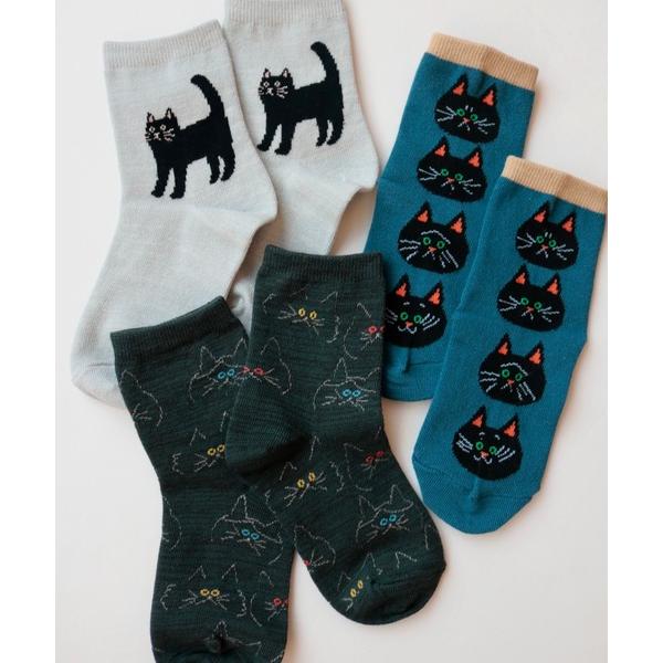靴下 クロネコだいすき　ショートソックス　「3足組」 キッズ 子供 男の子 女の子