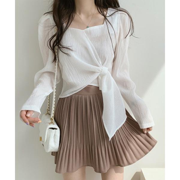 ブラウス シャツ 「M2SUQARED/エムツースクエア」スクエアネックリボンブラウス レディース