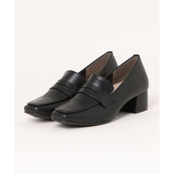 パンプス 「極ふわっ」太ヒールローファーパンプス　W23066「Parade」