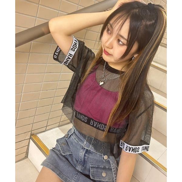 tシャツ 袖ロゴメッシュT キッズ 子供服 女の子