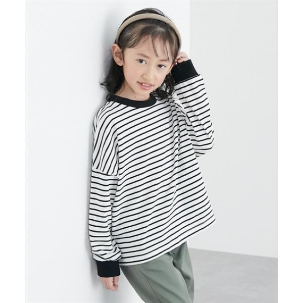 tシャツ 「綿100％」「ビッグシルエット」「長袖Tシャツ」ボーダー Tシャツ キッズ 子供服 男の...