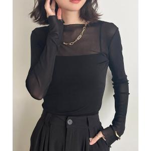 tシャツ 長袖チュールシアートップス レディース