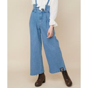パンツ 「ウエスト調整可」2wayサス付きデニムワイドパンツ キッズ 子供服 女の子