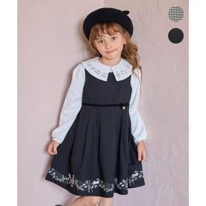 スカート モノトーン音符ジャンパースカート キッズ 子供服 女の子