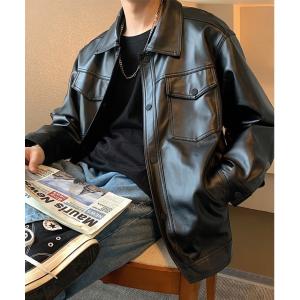 レザージャケット　ブルゾン BEAMS（ビームス）レザー ジップブルゾン【ワイドフィット】（ブルゾン