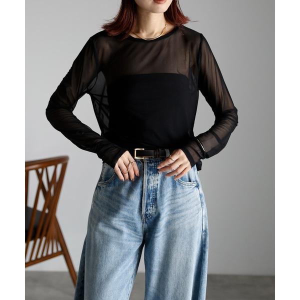 tシャツ クルーネック　シアートップス レディース