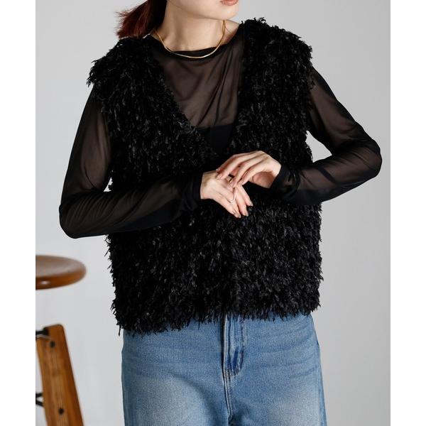 ベスト ジレ フリンジ　2wayベスト レディース