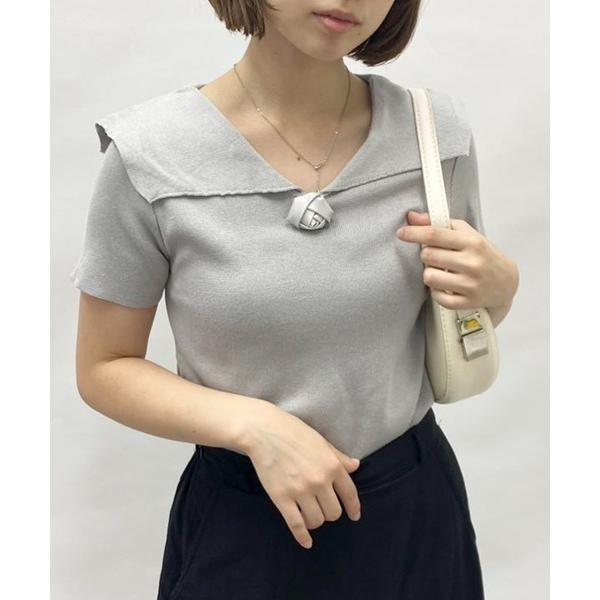 tシャツ フレンチカラーroseトップス レディース