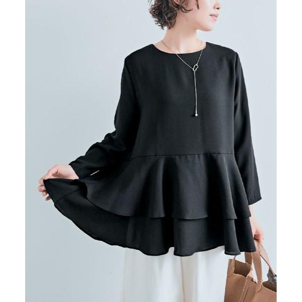 ブラウス シャツ ティアード フリル ペプラム ブラウス レディース