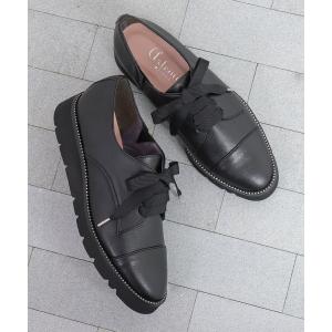 ローファー グログランリボン　厚底ローファー レディース