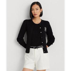 カーディガン ケーブルニット コットン カーディガン レディース