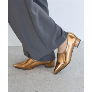 パンプス ポインテッドトゥスリットフラットパンプス