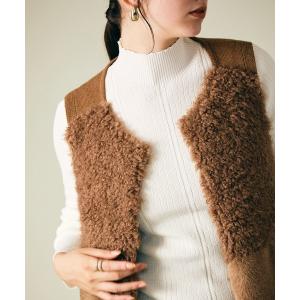 美品✩本物✩レッキス✩ファーベスト✩柔らか✩艷やか✩Lサイズ✩ジレ ベスト ジレ フェイクファーニットベスト レディース - 最安値・価格