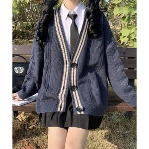 カーディガン /WARAIJOGO/スクールニットカーディガン レディース メンズ